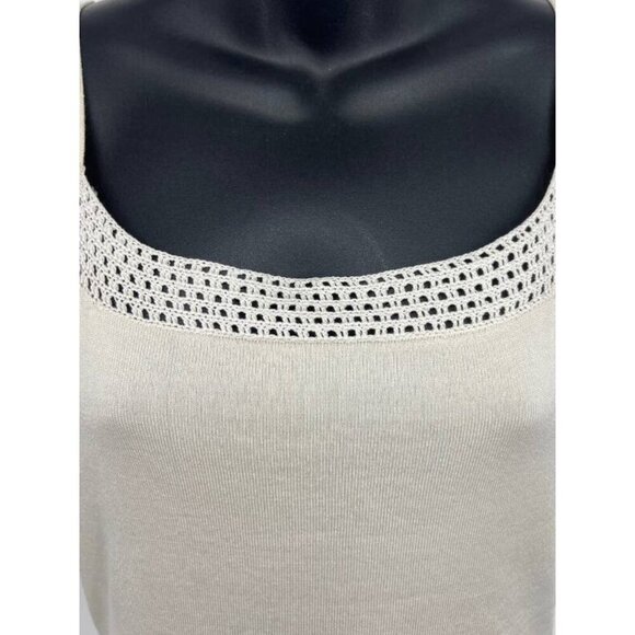 Tori Richard Knit Tank Top Size Small S Cream Ivory Crochet Silk Women NWT New - Picture 4 of 8